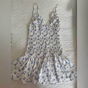 ZARA Floral Blue and White Dress